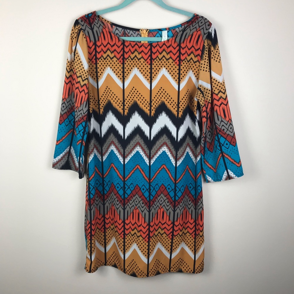 ⚡️3/$15⚡️ Candy Rose Aztec 3/4 Sleeve Dress